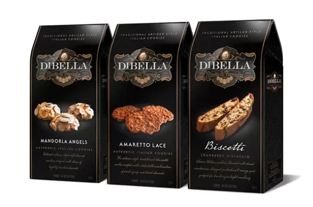 DiBella biscotti artigianali scatola soffietto sfondo nero